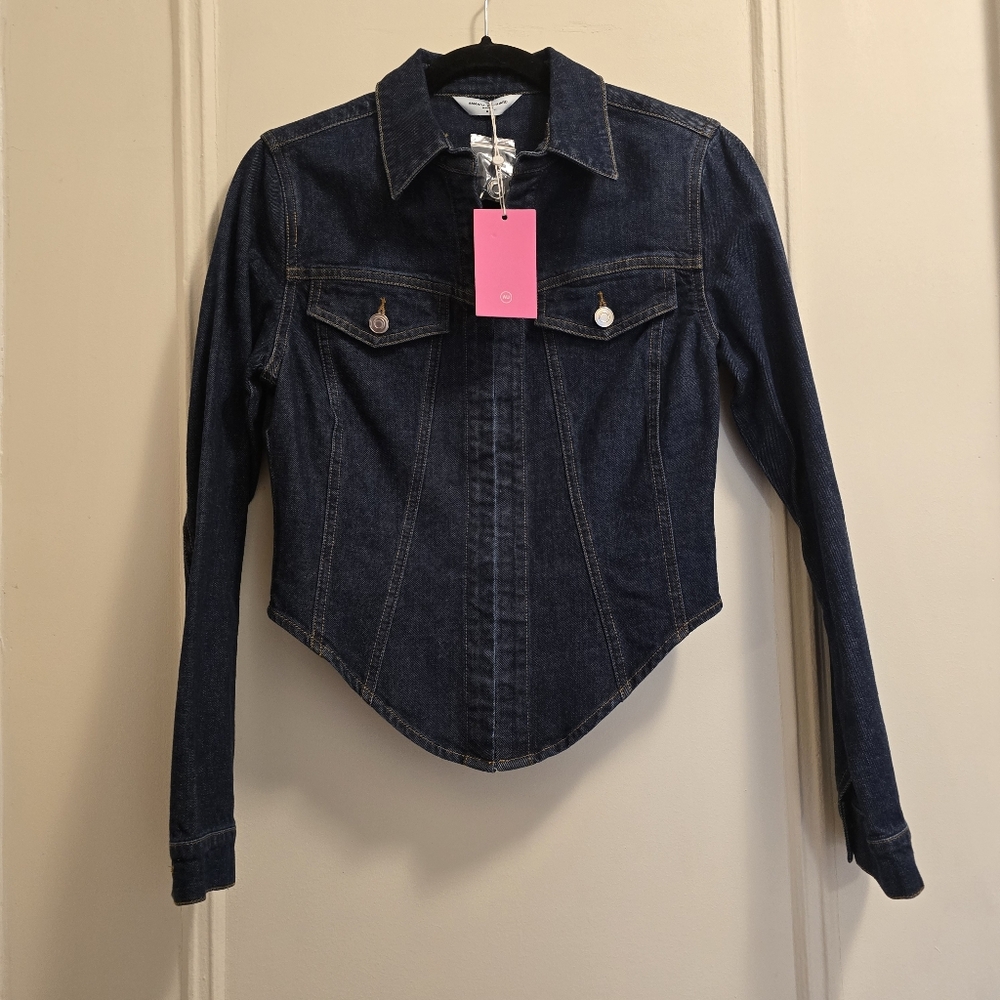 NWT Amanda Uprichard Bristol Denim Top in Dark Blue Heritage Wash - Sz Medium - Picture 6 of 16